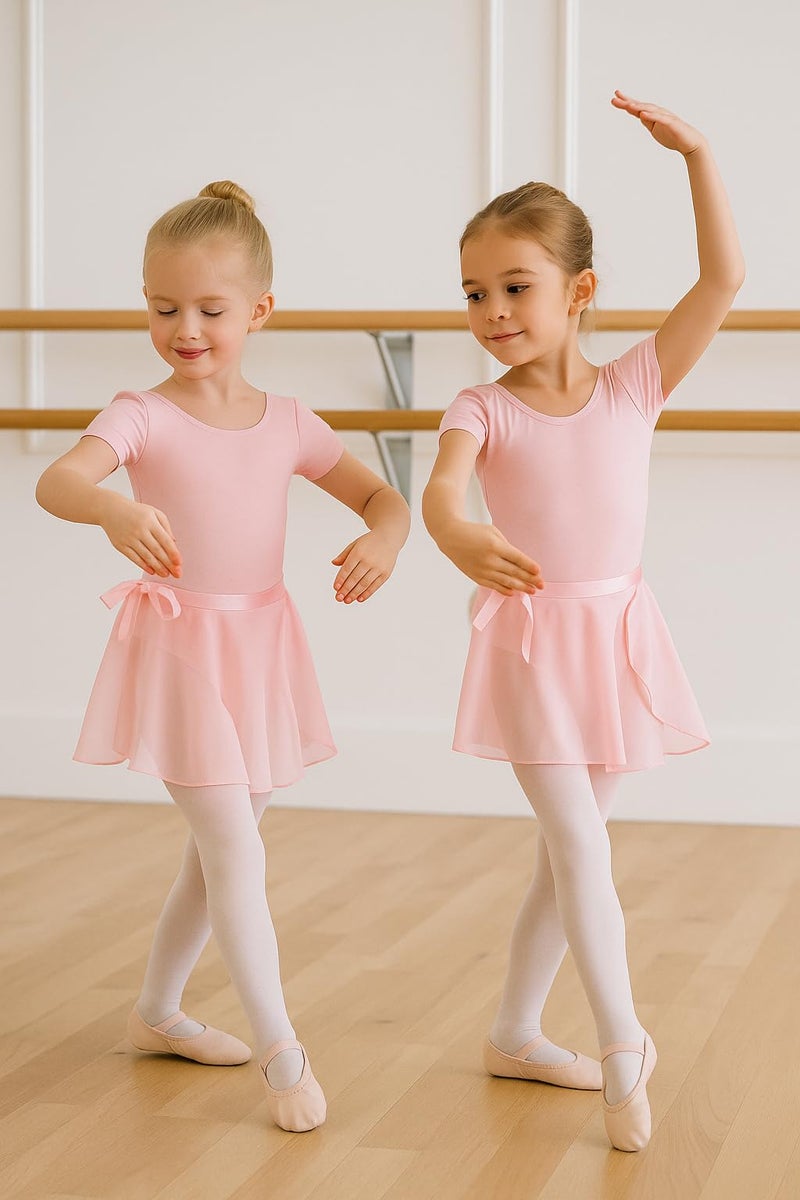 DANSHOW Girls Short Sleeve Leotard with Skirt Kids Dance Ballet Tutu Dresses(3027-XL-08) - Image 5